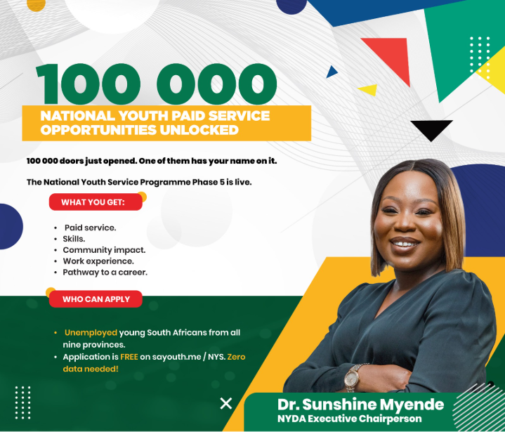 100 000 Paid Service Opportunities Now Open for South African Youth